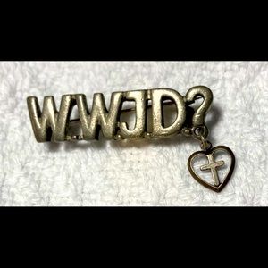 Silver what would Jesus Do pin and cross  #001